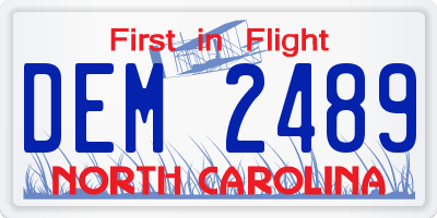NC license plate DEM2489
