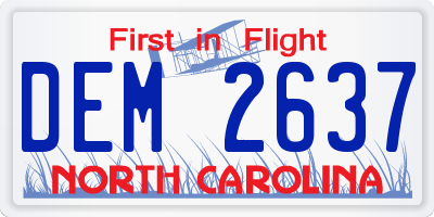 NC license plate DEM2637
