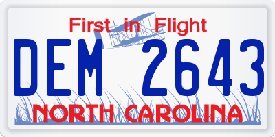 NC license plate DEM2643