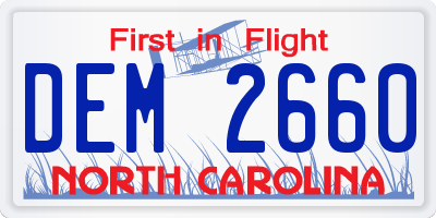 NC license plate DEM2660