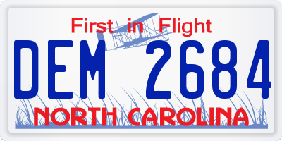 NC license plate DEM2684