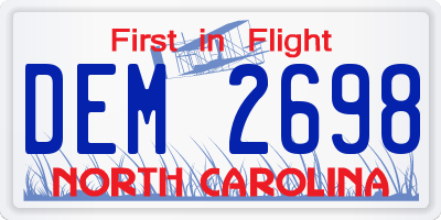 NC license plate DEM2698