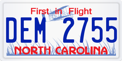 NC license plate DEM2755