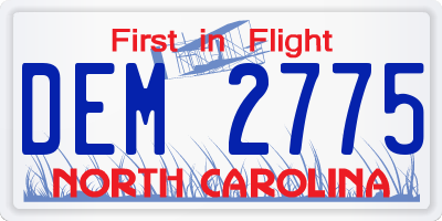NC license plate DEM2775