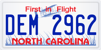 NC license plate DEM2962