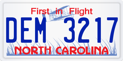 NC license plate DEM3217