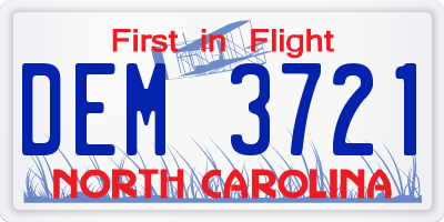 NC license plate DEM3721