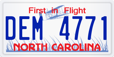 NC license plate DEM4771