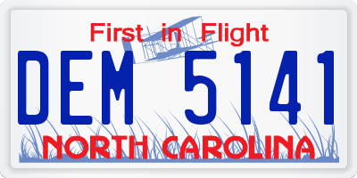 NC license plate DEM5141