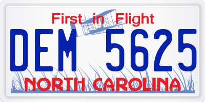 NC license plate DEM5625