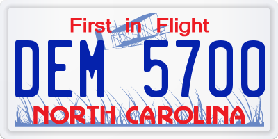 NC license plate DEM5700