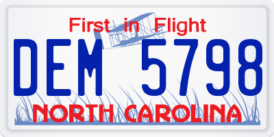 NC license plate DEM5798