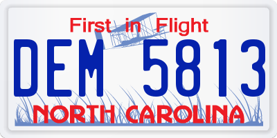 NC license plate DEM5813