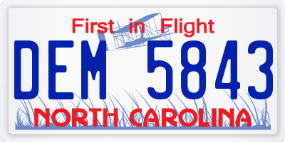 NC license plate DEM5843