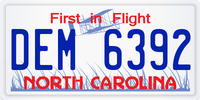 NC license plate DEM6392