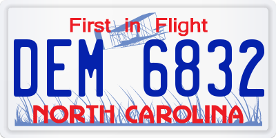 NC license plate DEM6832