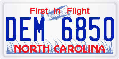 NC license plate DEM6850