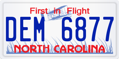 NC license plate DEM6877