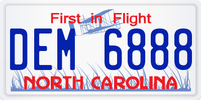 NC license plate DEM6888