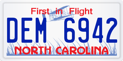 NC license plate DEM6942