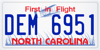 NC license plate DEM6951