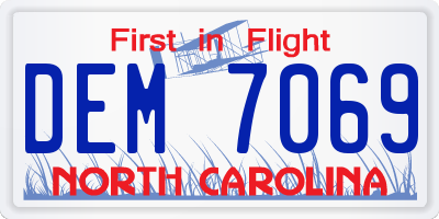 NC license plate DEM7069