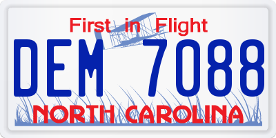 NC license plate DEM7088