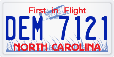 NC license plate DEM7121