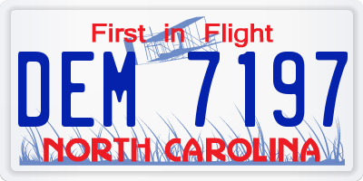 NC license plate DEM7197