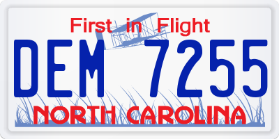NC license plate DEM7255