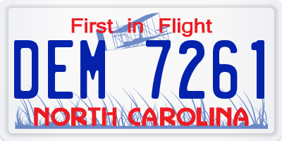 NC license plate DEM7261