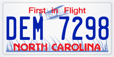 NC license plate DEM7298