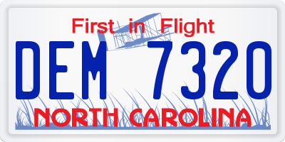 NC license plate DEM7320