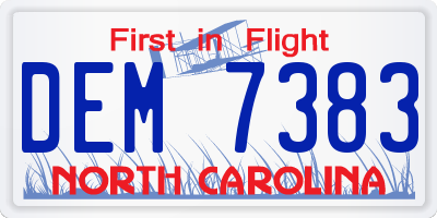 NC license plate DEM7383
