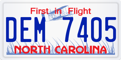 NC license plate DEM7405