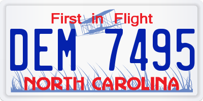 NC license plate DEM7495