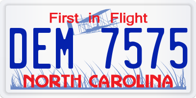 NC license plate DEM7575