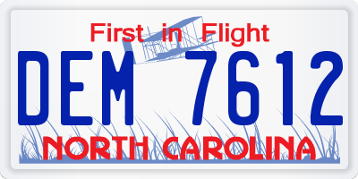 NC license plate DEM7612