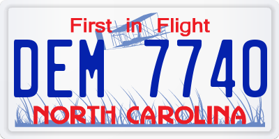 NC license plate DEM7740