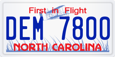 NC license plate DEM7800