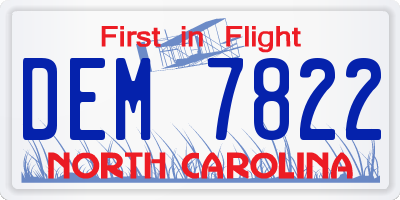 NC license plate DEM7822