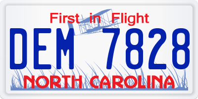 NC license plate DEM7828