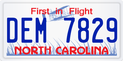 NC license plate DEM7829