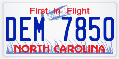 NC license plate DEM7850