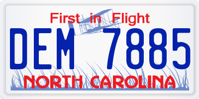 NC license plate DEM7885