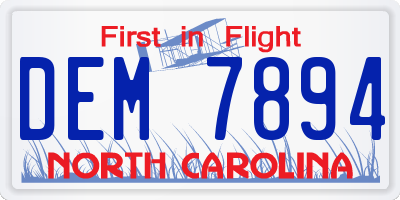NC license plate DEM7894