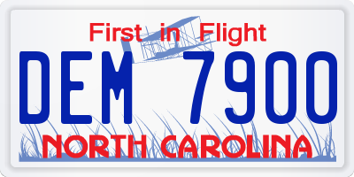 NC license plate DEM7900