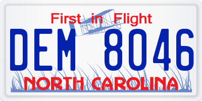 NC license plate DEM8046