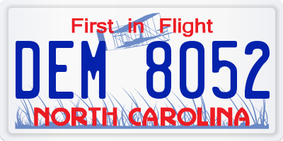 NC license plate DEM8052