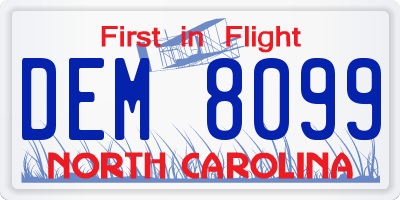 NC license plate DEM8099